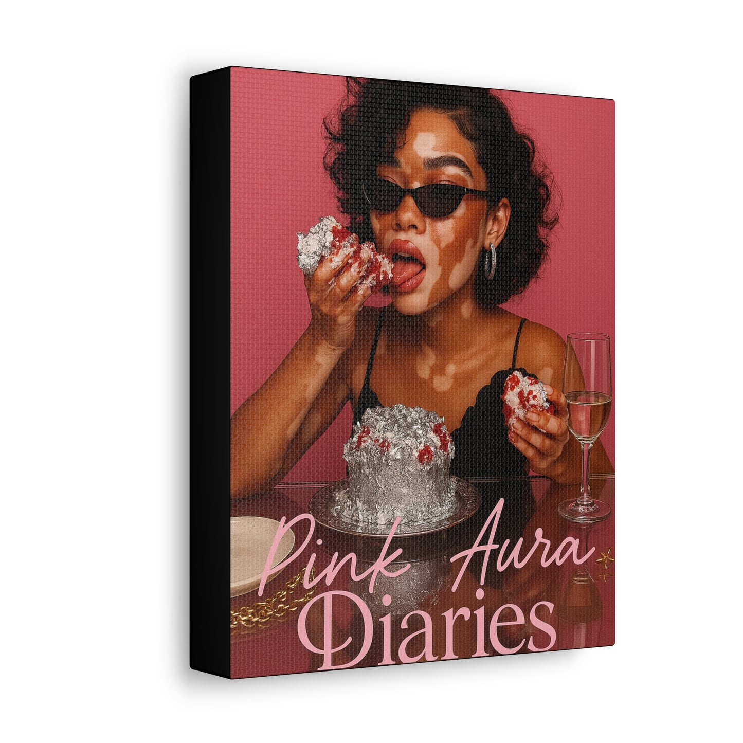 Chic Stretched Canvas Art - Pink Aura Diaries, Trendy Decor, Wall Art, Home Aesthetic