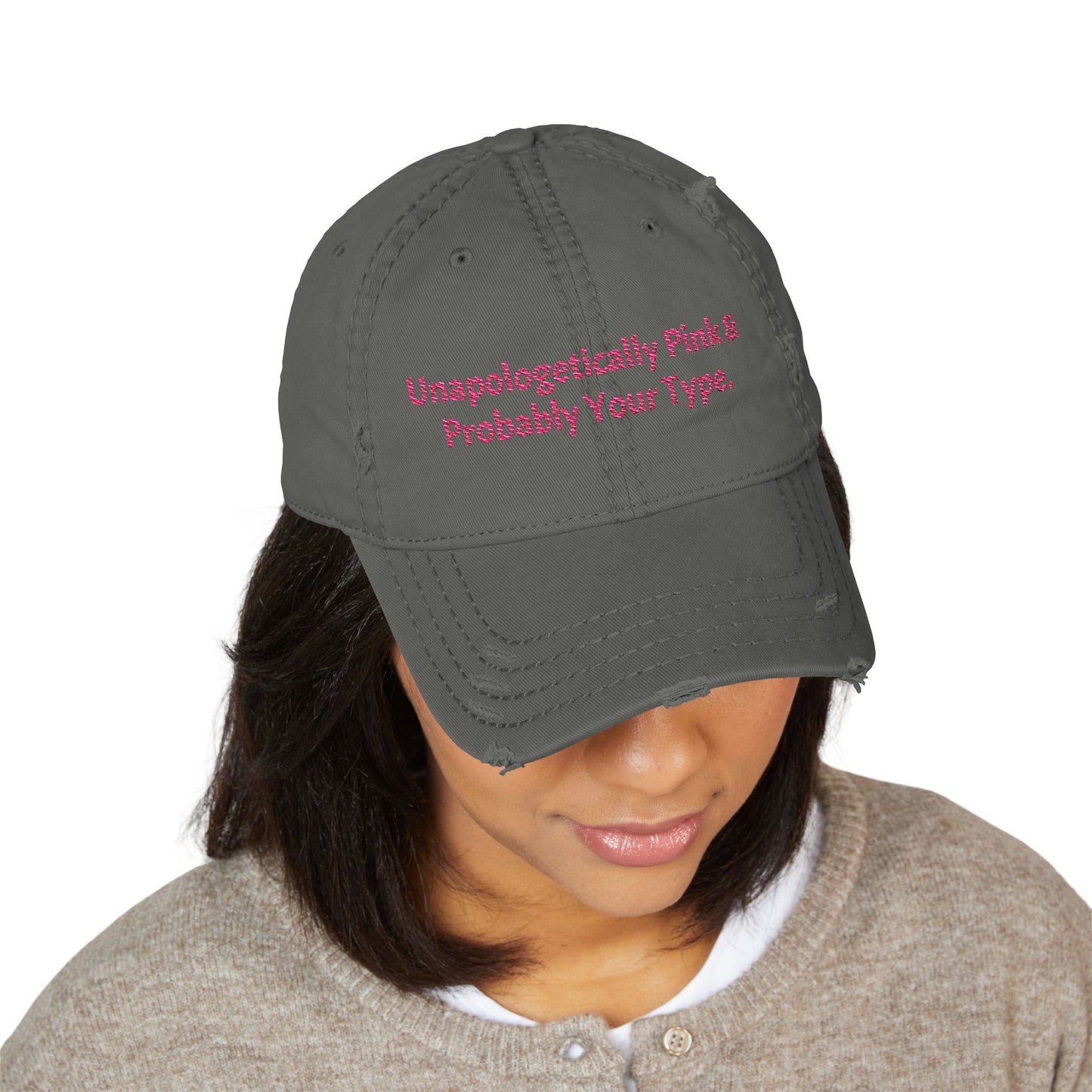 Unapologetically Pink Distressed Dad Hat | Casual Style Cap, Trendy Embroidered Hat, Gift for Dads & Moms, Everyday Wear, Fashion Accessory